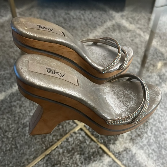 Vintage Sky retro wooden platform wedge heels - Picture 4 of 16